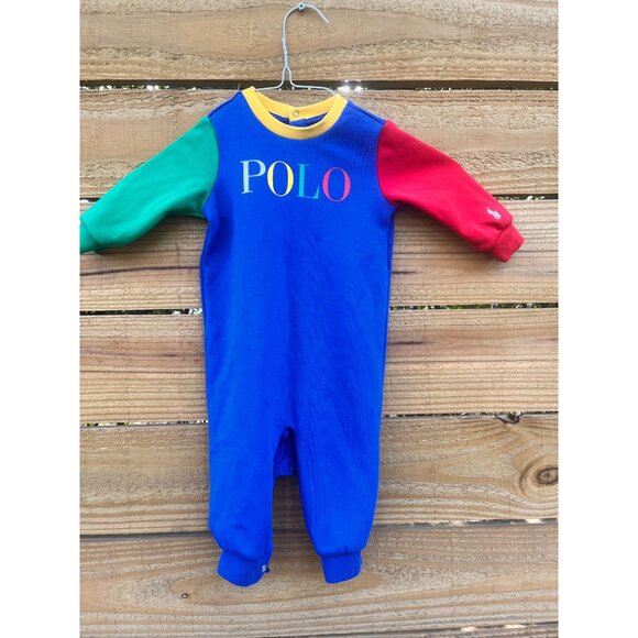 Ralph Lauren Childrens wear Baby Boy logo Double Knit overalls 6 Months - Picture 3 of 5